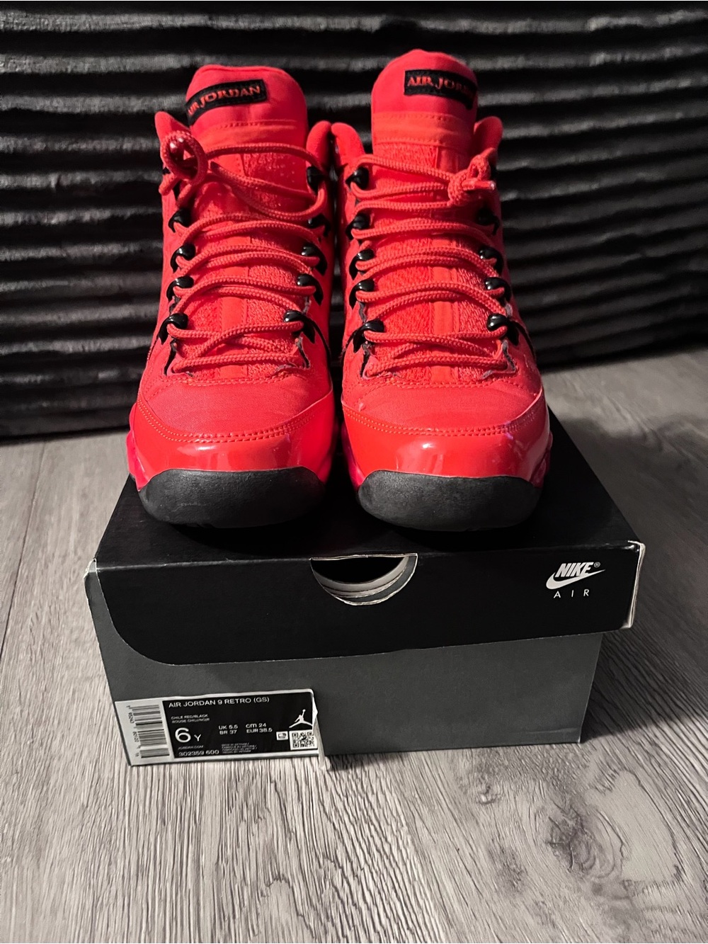 Jordan Kids Red High-Top Sneakers with Black Outsole